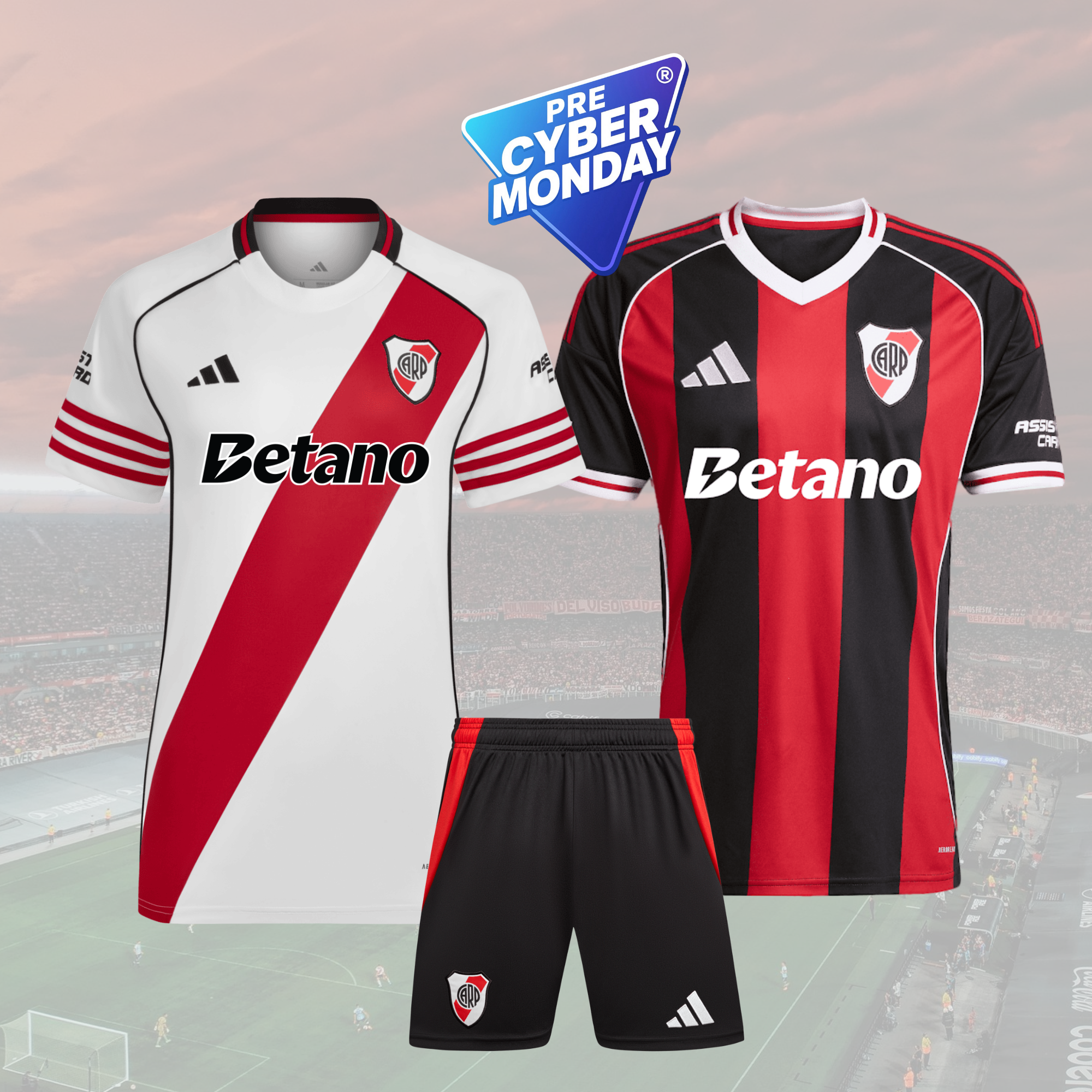 Pack 3x1 River: titular + suplente + short